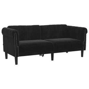 vidaXL Sofa Black Velvet, Plywood, Solid Wood 2-Seater Stylish Design