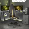 vidaXL Gaming Chair Black and Gold Faux Leather, Metal, Plywood Medium