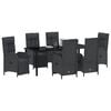 vidaXL Garden Dining Set with Cushion 7 pcs Black Poly Rattan