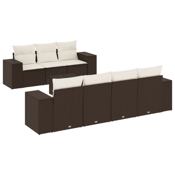 vidaXL Garden Sofa Set Brown, Cream White