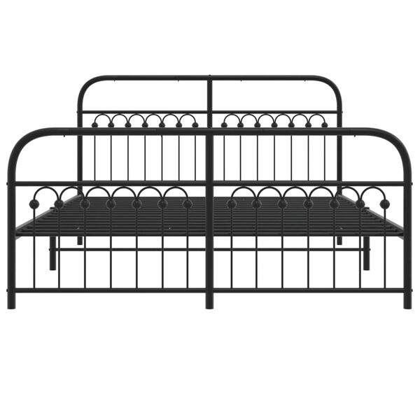 vidaXL Bed Frame Black Steel Full Bed Frame Rectangular Traditional