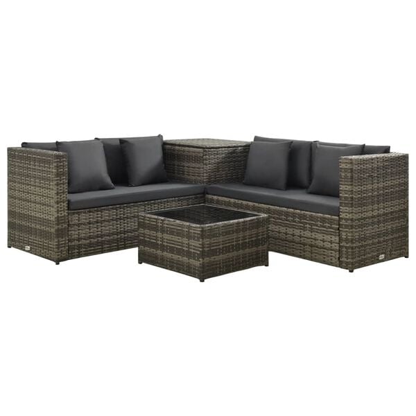 vidaXL Patio Furniture Set Set of 4 Grey, Dark grey