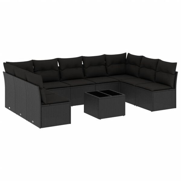 vidaXL Garden Sofa Set Black PE Rattan Large Modular Garden Sofa Set