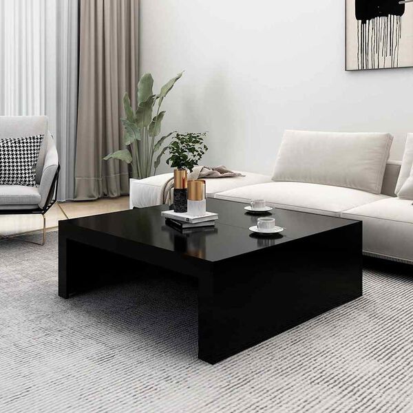 vidaXL Coffee Table Black Engineered Wood 39.4 in Simple Style Square