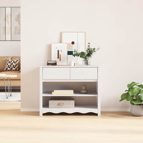 vidaXL Console Table Drammen White 89.5 x 37 x 73 cm Solid pine wood