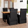 vidaXL 5 Piece Patio Dining Set with Cushions Poly Rattan Black