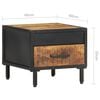 vidaXL Bedside Cabinet Brown Rough Mango Wood, Powder-Coated Steel Small