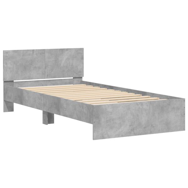 vidaXL Bed Frame without Mattress with Headboard Concrete Gray 39.4"x78.7"