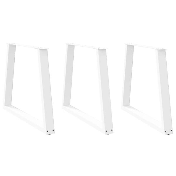 vidaXL Dining Table Leg Set of 3 White Powder-Coated Steel Standard