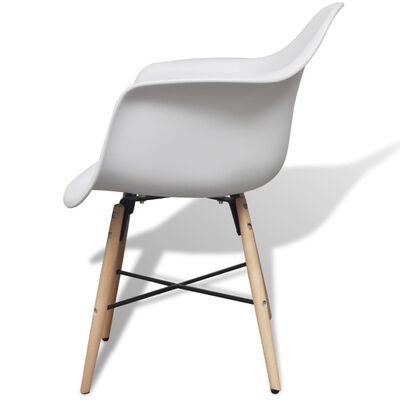 vidaXL Dining Chairs 4 pcs White Plastic and Beechword