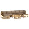 vidaXL Garden Lounge Set Taupe, Natural Bamboo, Polyester Large Modular