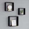 vidaXL Wall Cube Shelf Set of 3 Black MDF Large, Medium, Small
