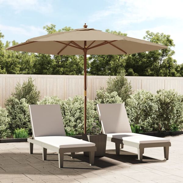 vidaXL Garden Parasol Taupe Polyester 94.5 in high Height-Adjustable