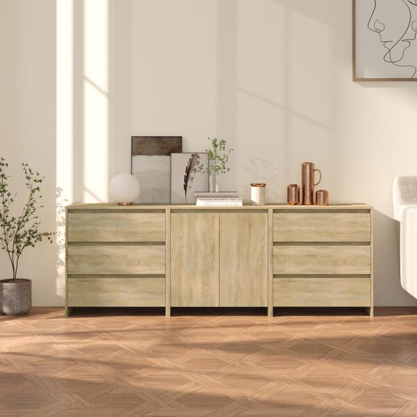 vidaXL Sideboard Set of 3 Sonoma oak Engineered wood Standard