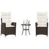 vidaXL Bistro Set Brown PE rattan, powder-coated steel Medium