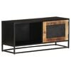vidaXL TV Cabinet Black, Brown Rough Mango Wood, Iron, MDF Medium