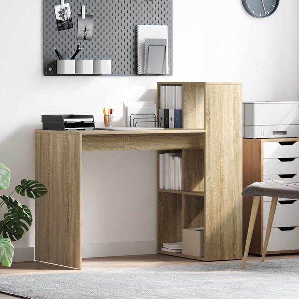 vidaXL Desk with Shelf Sonoma Oak 108 x 55 x 103.5 cm Engineered Wood