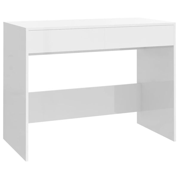 vidaXL Desk High Gloss White 39.8"x19.7"x30.1" Engineered Wood