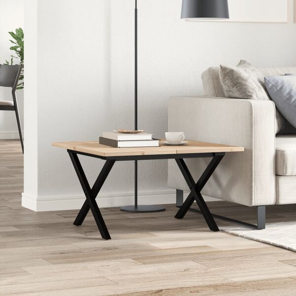 vidaXL Coffee Table Natural wood color Solid Pine Wood, Powder-Coated Steel