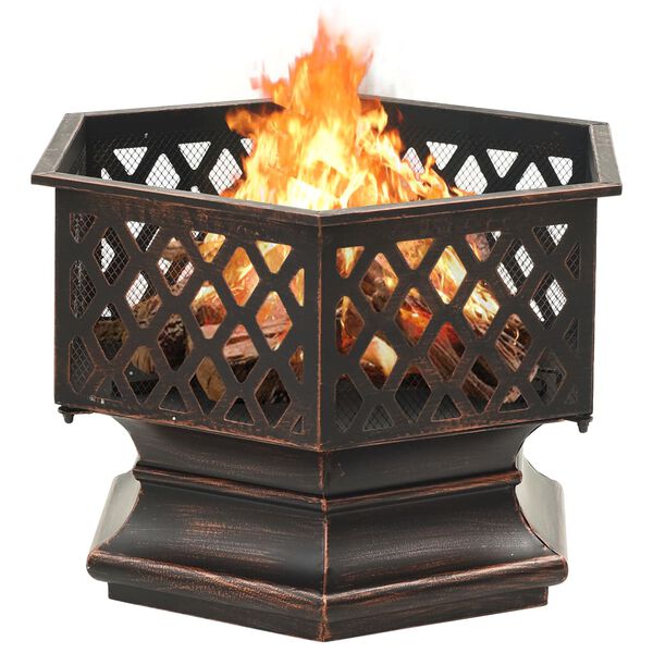 vidaXL Rustic Fire Pit with Poker 24.4x21.3x22.0" XXL Steel