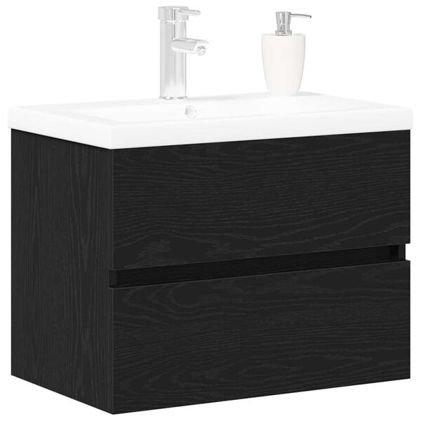 vidaXL Sink Cabinet Black oak 60 x 39 x 62 cm Engineered wood