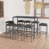 vidaXL Garden Bar Set Grey PE Rattan, Steel, Tempered Glass Large