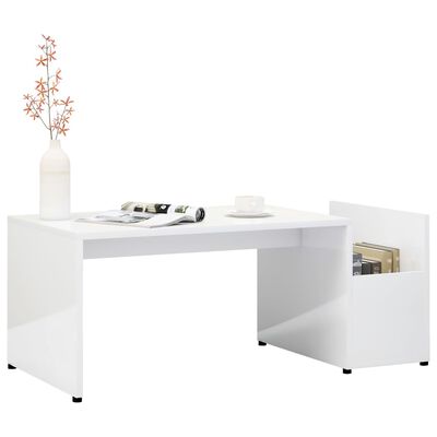 vidaXL Coffee Table High Gloss White 35.4"x17.7"x13.7" Chipboard
