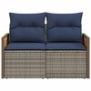 vidaXL Patio Sofa with Cushions 2-Seater Gray Poly Rattan