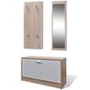 vidaXL Shoe Cabinet Oak and White Engineered Wood, Plastic, Aluminum Alloy