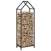 vidaXL Firewood Rack Black 15.7x9.8x47.2" Cold-rolled steel