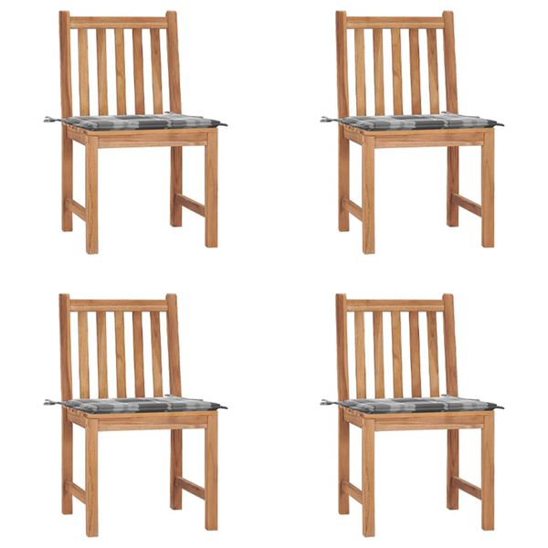 vidaXL Patio Chairs 4 pcs with Cushions Solid Teak Wood
