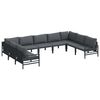 vidaXL Garden Sofa Set with Cushion 9 pcs Black Steel