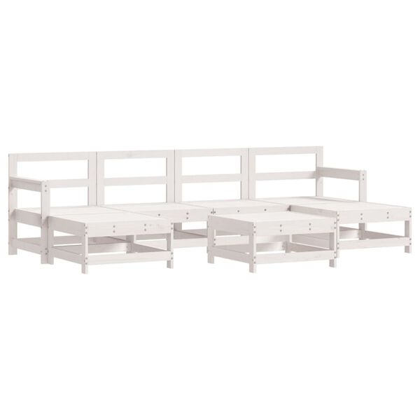 vidaXL Garden Lounge Set White Solid pine wood, Plywood Large Modular