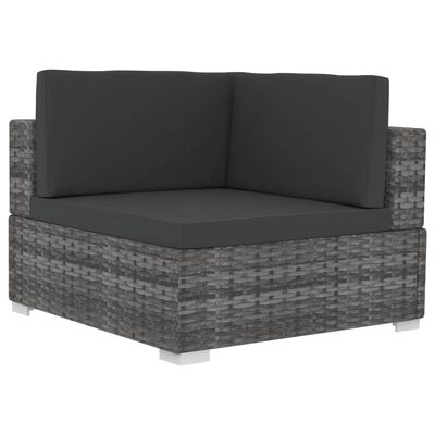 vidaXL 2 Piece Patio Sofa Set with Cushions Poly Rattan Gray