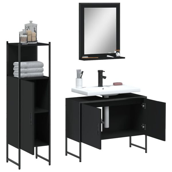 vidaXL Bathroom Cabinet Set Black