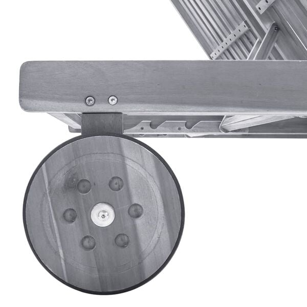 vidaXL Sunlounger Grey Solid Acacia wood Large Adjustable Armrests