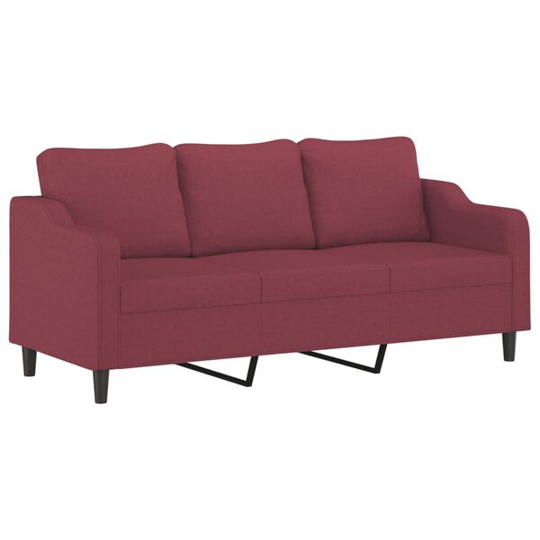 vidaXL 3-seater Sofa Wine red Fabric (100% polyester), metal, textilene