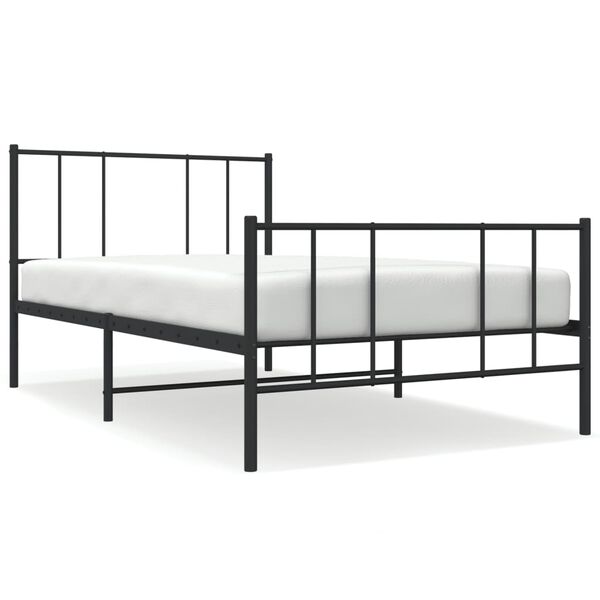 vidaXL Bed Frame Black Powder-Coated Steel Twin Metal Bed Frame