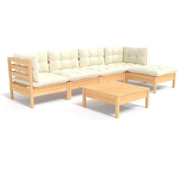 vidaXL Garden Lounge Set Cream Solid pinewood, fabric (100% polyester)