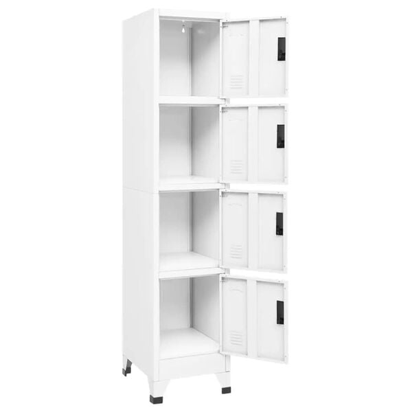 vidaXL Locker Cabinet White Steel Standard Locker Cabinet Rectangular