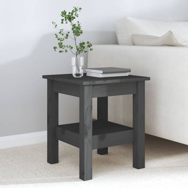 vidaXL Coffee Table Grey Solid pine wood Small Coffee Table Square