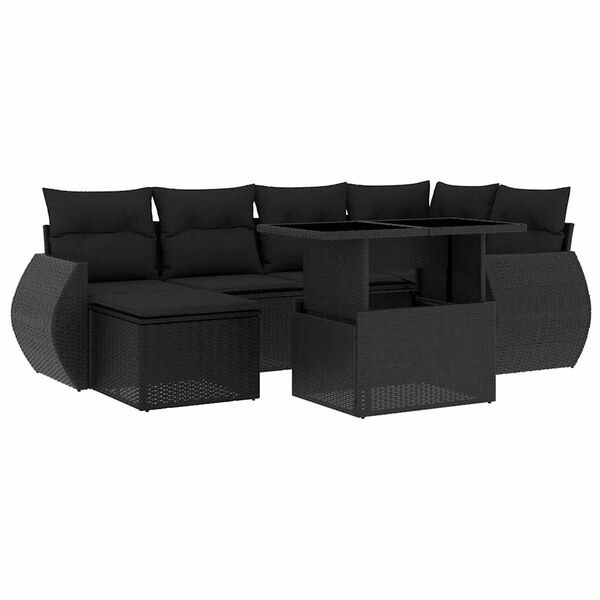 vidaXL Garden Sofa Set Black PE Rattan Large Height-Adjustable