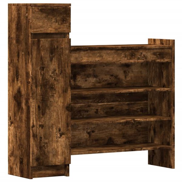 vidaXL Shoe Cabinet Smoked Oak 39.6"x11"x39.4" Engineered Wood