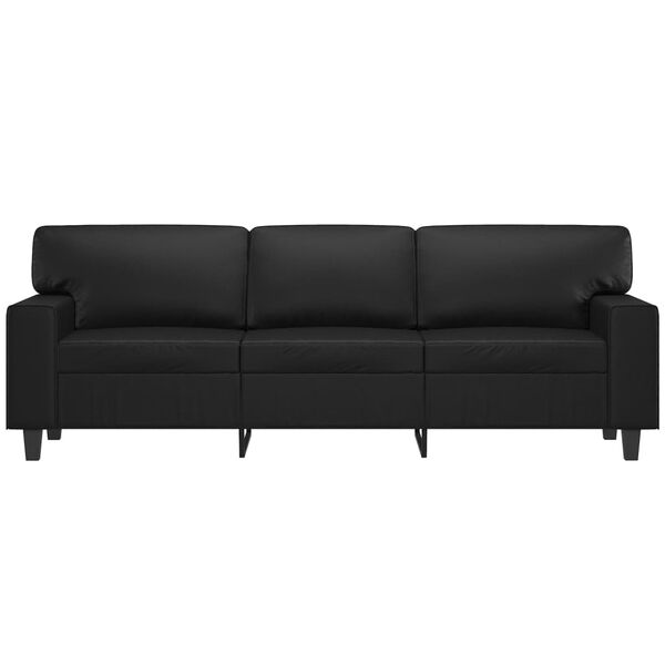 vidaXL 3-Seater Sofa Black 70.9" Faux Leather