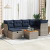 vidaXL 7 Piece Patio Sofa Set with Cushions Gray Poly Rattan