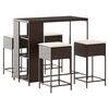 vidaXL Garden Bar Set Brown, Cream White PE Rattan, Steel, Polyester