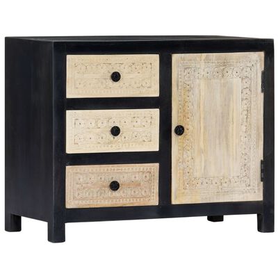 vidaXL Hand Carved Side Cabinet Gray 29.5"x13.8"x23.6" Solid Mango Wood