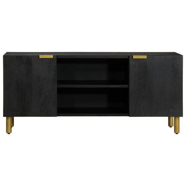vidaXL TV Cabinet Black Engineered wood, Solid mango wood, Brass