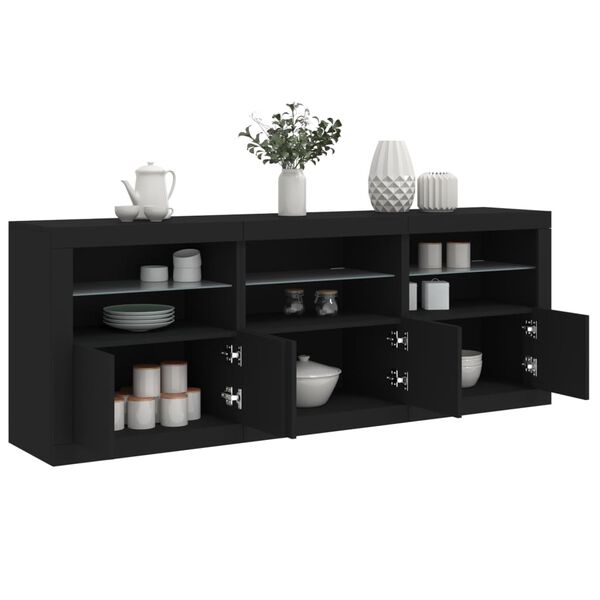 vidaXL Sideboard Black Engineered wood, Glass Medium Sideboard