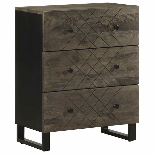 vidaXL Sideboard Black Solid mango wood, metal Medium Sideboard